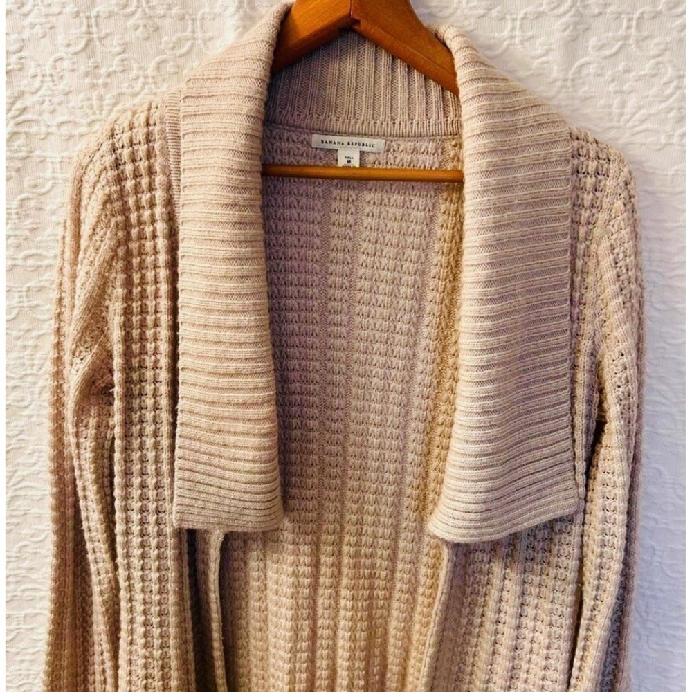 Banana Republic Women's Medium Tall  Open Cardigan Sweater Beige‎